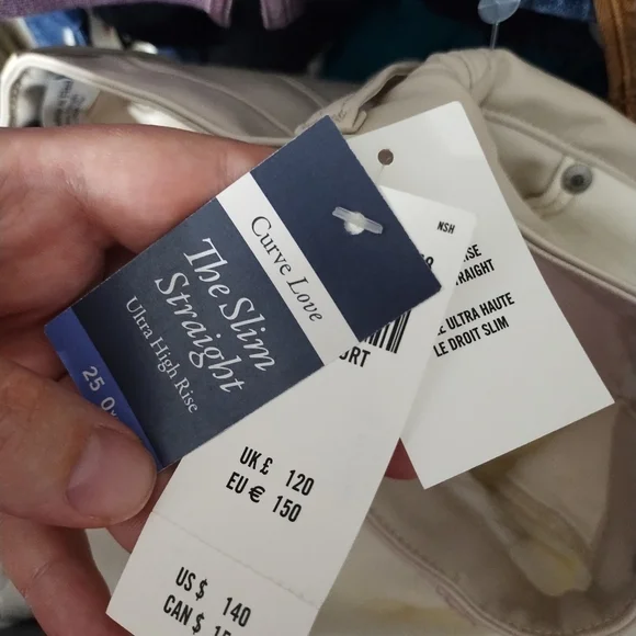 Abercrombie & Fitch Slim Straight Ultra High Rise Mixed Fabric‎ Preppy Jean 0 XS - Picture 10 of 12